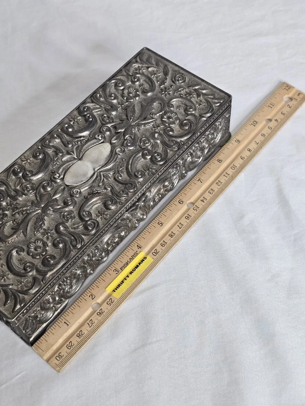 VTG 1992 Jewelry Box Godinger Silver Floral Ornate Baroque Rectangular